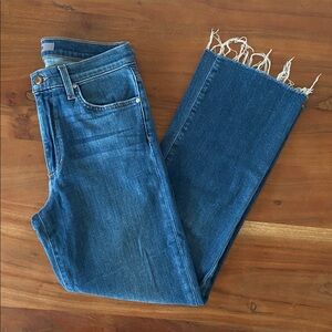Joes Jeans raw hem kick fit blue denim jeans frayed distressed cropped 27